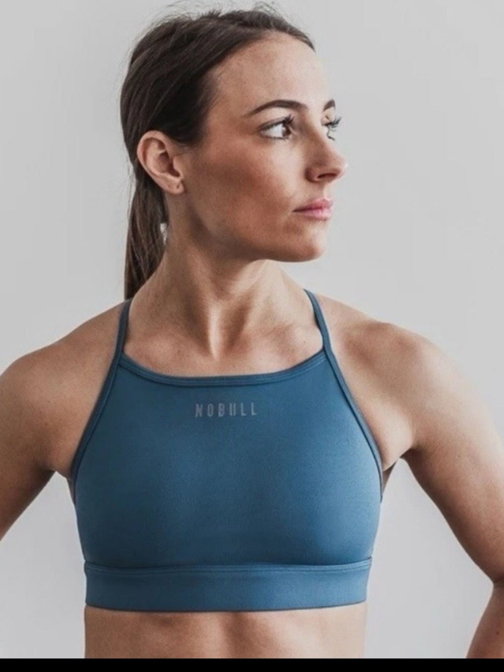 No Bull blue high neck athletic sports bra New